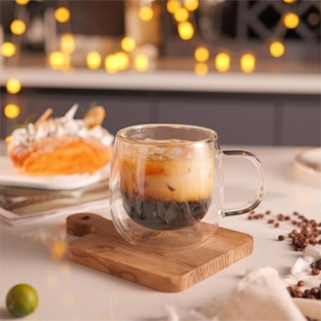 Elegant CNGLASS Double-Walled Glass Coffee Mugs 10oz
