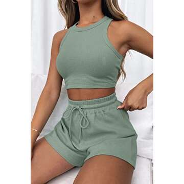 AUTOMET Womens 2 Piece Shorts Lounge Sets Two Piece Summer Workout Outfits Beach Vacation Trendy 202...