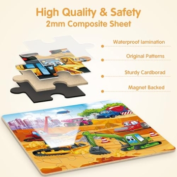 SYNARRY Vehicle Theme Magnetic Puzzles for Toddlers 3-5, 36 Pieces Travel Puzzles for Kids Ages 4-8, Car Airplane Road Trip Activities Magnet Games Toys for 3 4 5 6 Year Old Children Boys Girls Gifts