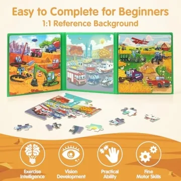 SYNARRY Vehicle Theme Magnetic Puzzles for Toddlers 3-5, 36 Pieces Travel Puzzles for Kids Ages 4-8, Car Airplane Road Trip Activities Magnet Games Toys for 3 4 5 6 Year Old Children Boys Girls Gifts