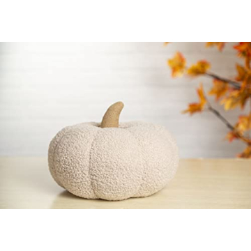 Plush Pearhead Sherpa Pumpkin for Cozy Fall Decor
