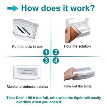 Nail Tool Sterilizer Box, Plastic Sterilization Tray for Tweezer, Eyelash Extensions, Nail Implement for Esthetician