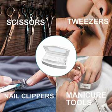 Nail Tool Sterilizer Box, Plastic Sterilization Tray for Tweezer, Eyelash Extensions, Nail Implement for Esthetician