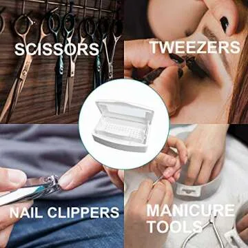 Nail Tool Sterilizer Box, Plastic Sterilization Tray for Tweezer, Eyelash Extensions, Nail Implement for Esthetician