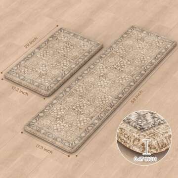 KIMODE Farmhouse Anti Fatigue Kitchen Mat Set - Waterproof, Non-Slip Comfort Rugs