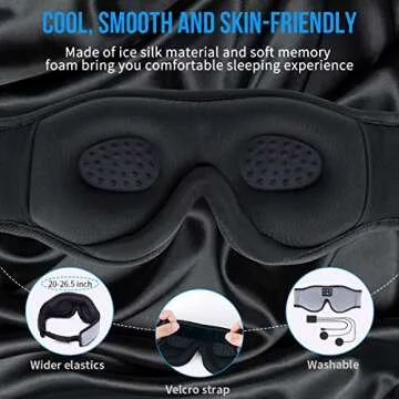 MUSICOZY Sleep Headphones Bluetooth Sleep Mask 3D Wireless Music Sleeping Headphones Headband Eye Mask Sleep Earbuds for Side Sleepers Mom Men Women with Speakers Cool Tech Gadgets Gifts