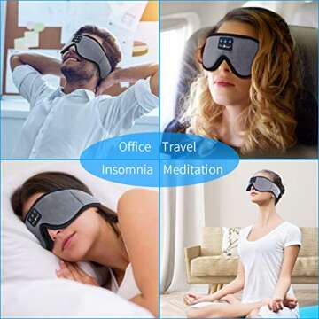 MUSICOZY Sleep Headphones Bluetooth Sleep Mask 3D Wireless Music Sleeping Headphones Headband Eye Mask Sleep Earbuds for Side Sleepers Mom Men Women with Speakers Cool Tech Gadgets Gifts