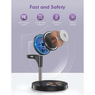 Aeinidi 3 in 1 Wireless Charging Station for Multiple Devices Apple, 15W Fast Magnetic Mag-Safe Charger Stand for iPhone 16 15 14 13 12 Pro Max Plus Mini Apple Watch AirPods Pro 4 3 2, Black