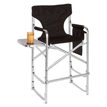 World Outdoor Products Lightweight Professional Tall Directors Chair with Side Table, Footrest, Cup Holder, Carry Handles, Side Storage Bag, and Lower Level Storage NET
