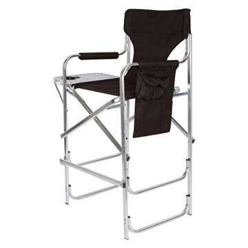 World Outdoor Products Lightweight Professional Tall Directors Chair with Side Table, Footrest, Cup Holder, Carry Handles, Side Storage Bag, and Lower Level Storage NET