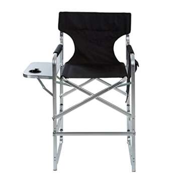 World Outdoor Products Lightweight Professional Tall Directors Chair with Side Table, Footrest, Cup Holder, Carry Handles, Side Storage Bag, and Lower Level Storage NET