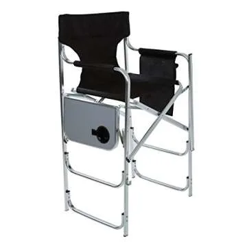 World Outdoor Products Lightweight Professional Tall Directors Chair with Side Table, Footrest, Cup Holder, Carry Handles, Side Storage Bag, and Lower Level Storage NET