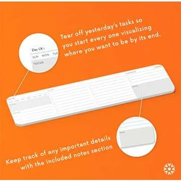 Notsu Daily Planner Notepad Lite | Minimalist Undated Daily To Do List & Hourly Agenda Desk Productivity Planning Pad, Fits Under Keyboard