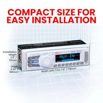 BOSS Audio Systems MR1308UAB Marine Receiver - Weatherproof, Bluetooth Audio, USB, SD, MP3, AM/FM, Aux-in, No CD Player, White, 8.50in. x 8.50in. x 4.00in.