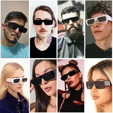 TruFabV Vintage Rectangle Sunglasses - Unisex Retro 90s Shades