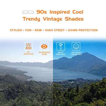 TruFabV Vintage Rectangle Sunglasses for Unisex 90s Style