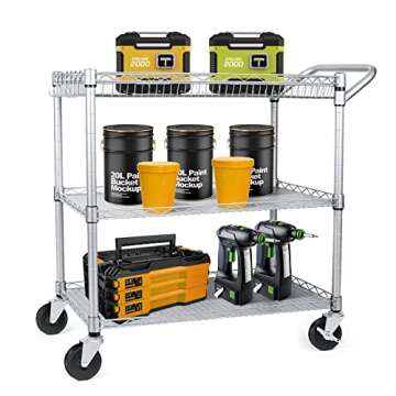 WDT 990Lbs Capacity Heavy Duty Rolling Utility Cart, NSF Rolling Carts with Wheels,Commercial Grade ...