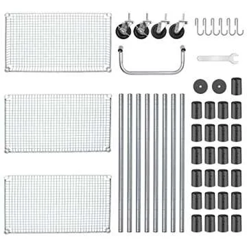 WDT 990Lbs Capacity Heavy Duty Rolling Utility Cart, NSF Rolling Carts with Wheels,Commercial Grade Metal Cart with Handle Bar & Shelf Liner,Trolley Serving Cart for Restaurant,Kitchen,Gray