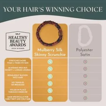 Authentic Mulberry Silk Skinny Hair Match Scrunchies for Women, Anti Breakage Hair Ties for Curly Thick & Thin Hair, No Dent, No Pull, 100% Silk for Buns, Sleep & Ponytail, Strawberry/Auburn (4 Pack)