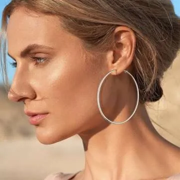Gacimy Silver Hoop Earrings for Women - Lightweight & Hypoallergenic