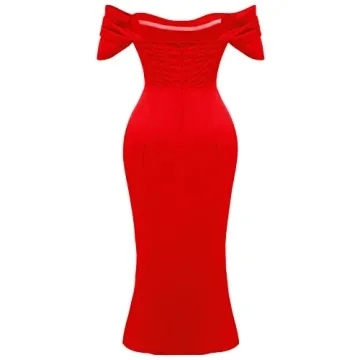 Elegant Off-Shoulder Satin Midi Dress for Special Events