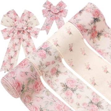 Vintage Floral Ribbon Set - 4 Rolls of Charming Decor Ribbons