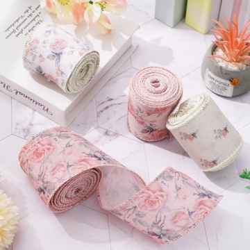 Vintage Floral Ribbon Set - 4 Rolls of Charming Decor Ribbons