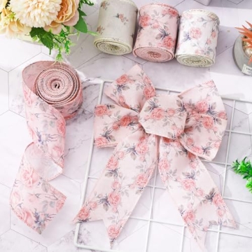 Vintage Floral Ribbon Set - 4 Rolls of Charming Decor Ribbons