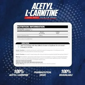 EHP Labs Acetyl L Carnitine Powder - Supports Natural Energy Production, Assists in Healthy Brain Fu...