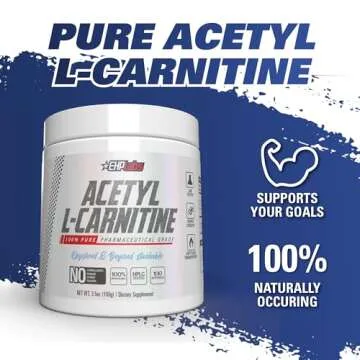 EHP Labs Acetyl L Carnitine Powder - Supports Natural Energy Production, Assists in Healthy Brain Function, Supports Heart Health, Vegan, Gluten Free, Non GMO - 100 Servings