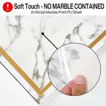 PuTwo Decorative Tray, Perfume Tray, Marble Print PU Leather Tray with Copper-Color Metal Handles, Handmade Vanity Tray, Jewellery Tray, Catchall Tray, Trinket Tray for Dresser Bathroom Vanity Table