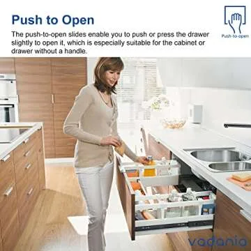 VADANIA 16" Push to Open Drawer Slides - Smooth & Heavy-Duty