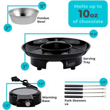 Kusini Electric Fondue Pot Set for Chocolate & Cheese
