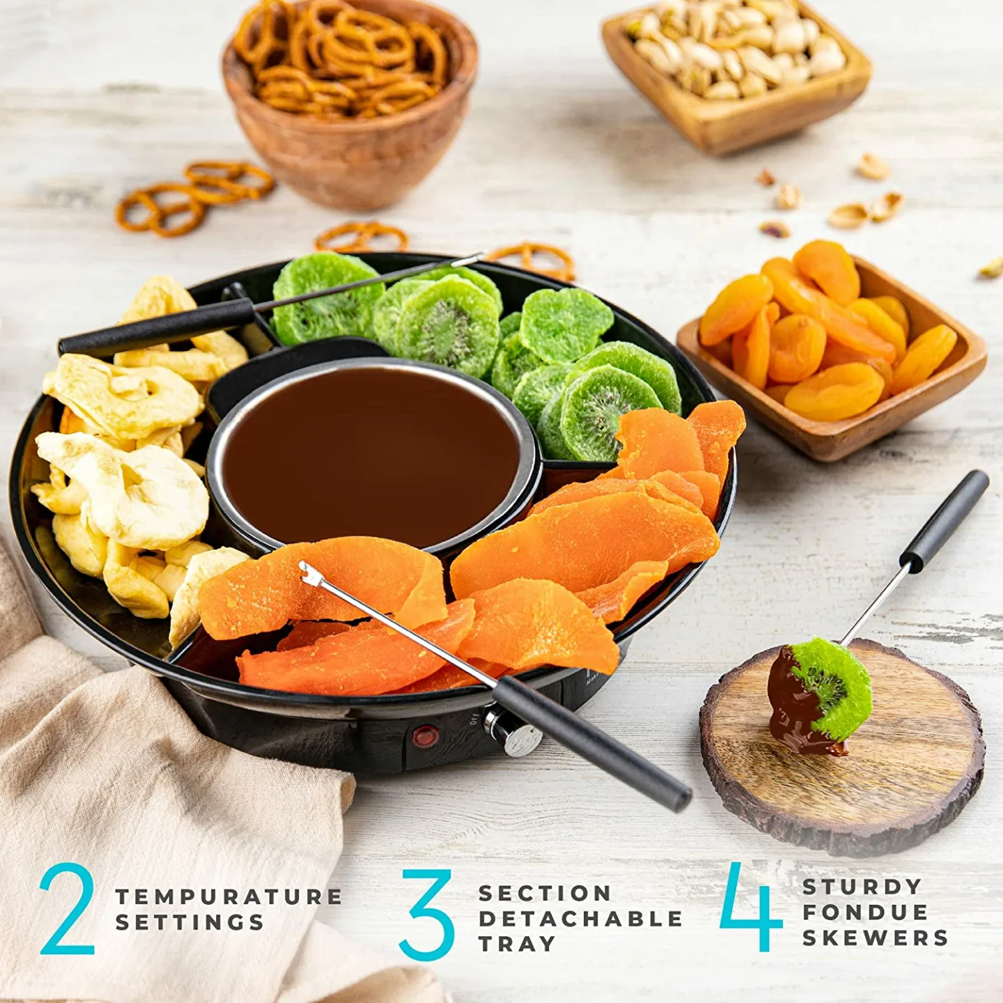 Kusini Electric Fondue Pot Set for Chocolate & Cheese