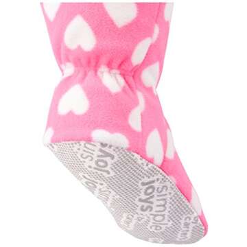 Simple Joys by Carter's Baby Girls' 3-Pack Loose Fit Flame Resistant Fleece Footed Pajamas, Donut/Hearts/Superhero, 2T