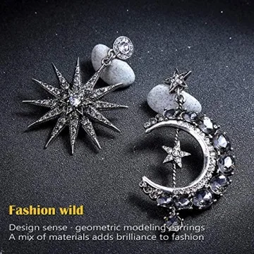 Moon and Sun Earrings for Women - Unique Asymmetrical Designs