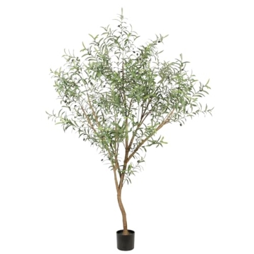 Realead Faux Olive Tree 7ft - Realistic Artificial Indoor Silk Tree with Natural Branches