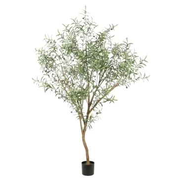 Realead Faux Olive Tree 7ft - Realistic Artificial Indoor Silk Tree with Natural Branches