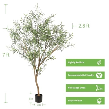 Realead Faux Olive Tree 7ft - Realistic Indoor Decor