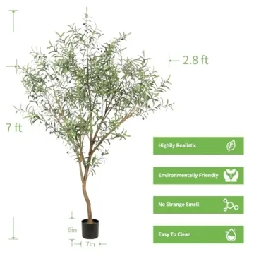 Realead Faux Olive Tree 7ft - Realistic Indoor Decor