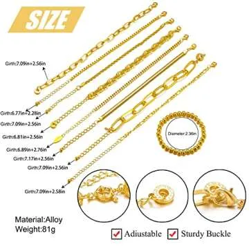 ÌF ME 9 PCS Gold Chain Bracelets Set for Women,Adjustable Fashion Paperclip Link Beaded Bracelets, Cuban Chunky Cable Chain Jewelry for Women