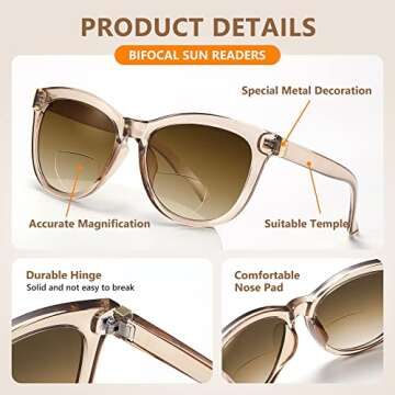 Stylish Bifocal Sunglasses for Women with UV400 Protection