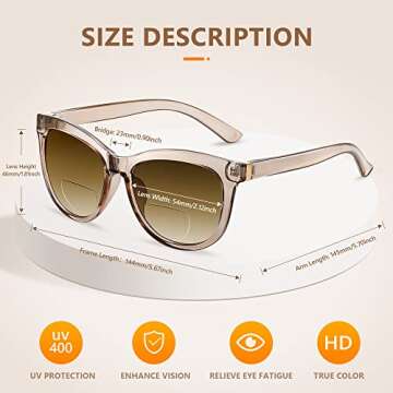 Stylish Bifocal Sunglasses for Women with UV400 Protection