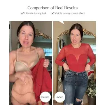 Popilush Shapewear Mesh Bodysuit for Women Tummy Control Long Sleeve Sheer Red Bodysuits Womens Going out Body Suits Built in Bra Tops Fall Winter Outfits