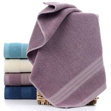 Tian Home Ultra Absorbent & Soft Cotton Hand Towels(4-Pack,14x29inch) for Bath, Hand, Face, Gym and Spa