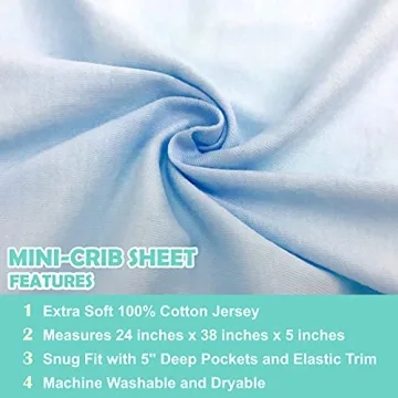 Soft Fitted Mini Crib Sheets for Pack N Play - 2 Pack