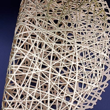 AdasBridal Gold Round Placemats for Dinner Table Set of 6 Metallic Hollow Out Line Circle Table Mats Vinyl Place Mats for Table Decor Wedding Accent Centerpiece