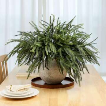 MIZII Christmas Norfolk Pine Branches 12 Pcs Faux Decor