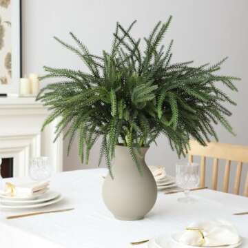 MIZII Christmas Norfolk Pine Branches 12 Pcs Faux Decor