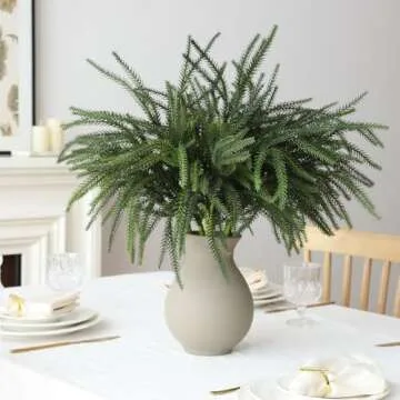 MIZII Christmas Norfolk Pine Branches 12 Pcs Faux Decor